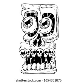 CRAZY SKULL SQUARE VECTOR DESIGN