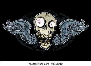 Crazy Skull And Wings