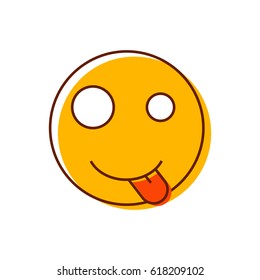 Crazy smiley sticking out his tongue. Vector emoticon