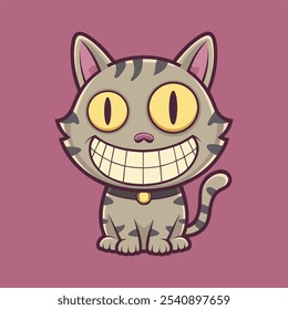 Ilustración de dibujos animados de gato sonriente loco