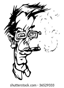 fumante louco. ilustração de vetor de estilo de tinta. para capa de CD ou design de camiseta