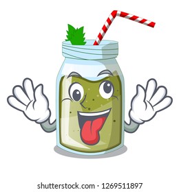 Crazy smoothie green juice isolated on mascot