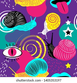 Crazy snails.Vector pattern for your design.