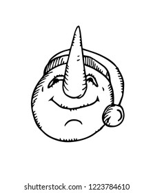 crazy snowman cartoon face