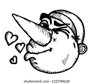 crazy snowman cartoon face