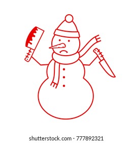 Crazy Snowman. Vector Illustration.