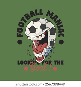 crazy soccer ball retro cartoon mascot