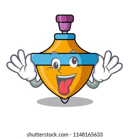 Crazy spinning top mascot cartoon