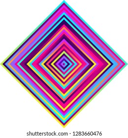 Crazy squares - bright geometric pattern with bold neon colors. Multicolor lines. Abstract geometric background.