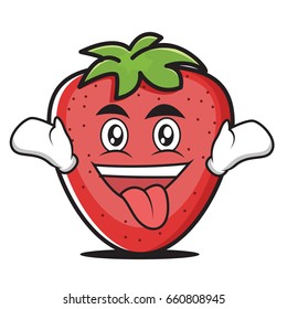 Crazy strawberry vector art illustration cartoon character