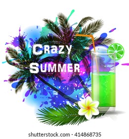 Crazy Summer background with green juice