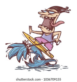 crazy surfer on the wave