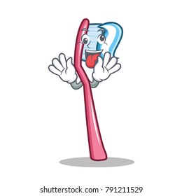 Crazy toothbrush mascot cartoon style