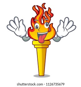 Crazy torch mascot cartoon style