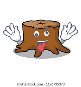 Crazy tree stump mascot cartoon