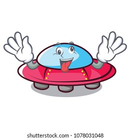 Crazy ufo mascot cartoon style