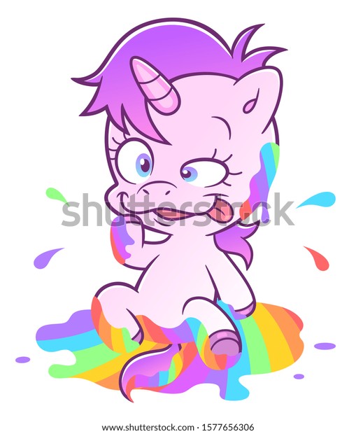 Crazy unicorn on the\
puddle of rainbow