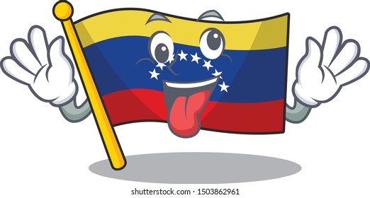 Crazy venezuelan flag hoisted on mascot pole