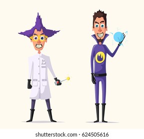 Crazy villains. Cartoon vector illustration.