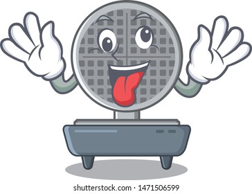 Crazy waffle iron above the table mascot