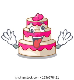 Crazy wedding cake isolated with the mascot