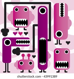 crazy weird freaky monsters in vector
