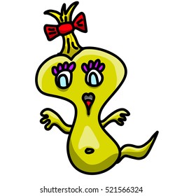 Crazy whacky funny space alien or monster. Hand drawn vector EPS-10.