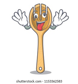 Crazy wooden fork mascot cartoon