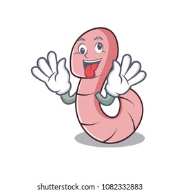 Crazy worm mascot cartoon style