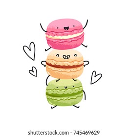 Crazy yummy macarons vector illustration