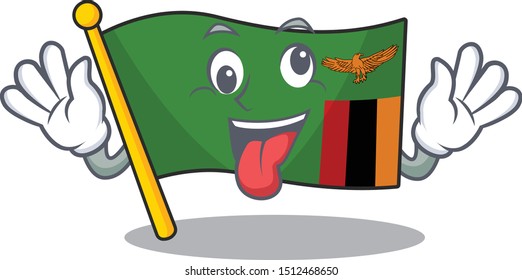 Crazy zambia character flag in drawer mascot