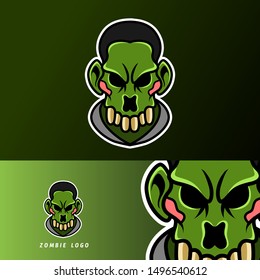 Crazy zombie open head mascot sport gaming esport logo template for streamer squad team club