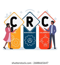 CRC - class responsibility collaborators acronym. business concept background. vector illustration concept with keywords and icons. lettering illustration with icons for web banner, flyer, landing
