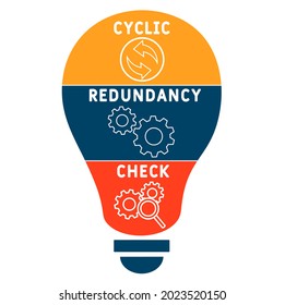 CRC - Signo de verificación de redundancia cíclica. fondo de concepto de negocio.  concepto de ilustración vectorial con palabras clave e iconos. ilustración con iconos para banner web, volante, aterrizaje 