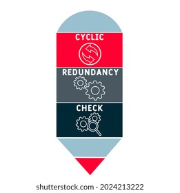 CRC - Cyclische Redundanzprüfung Hintergrund des Unternehmenskonzepts.  Vektorgrafik-Konzept mit Schlagwörtern und Symbolen. Buchstabengrafik mit Symbolen für Webbanner, Flyer, Landung 