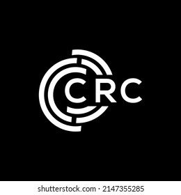 Diseño del logo de la carta CRC sobre fondo negro. Concepto del logotipo de la carta con iniciales creativas del CRC. Diseño de la carta CRC.
