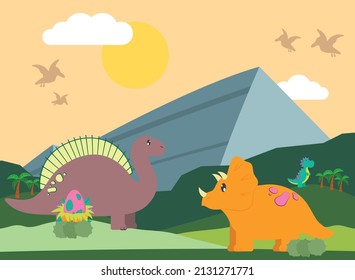 crd of dinosaurs on nature
