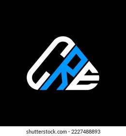 Logo de la carta CRE diseño creativo con gráfico vectorial, logotipo simple y moderno en forma de triángulo redondo.
