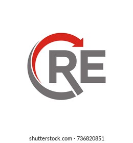 CRE or RE logo initial letter design template vector