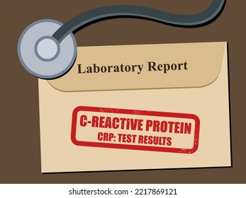 C-Reactive Protein (CRP) Bloodwork Laboratory Test Results. Health Concept. Medical Laboratory Report Envelope. Vector Illustration.