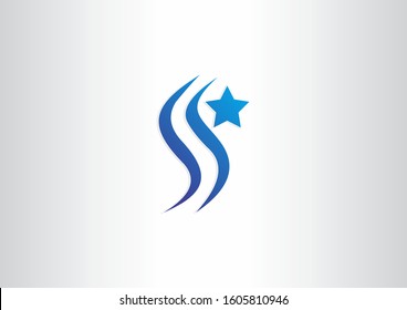 Creaive unique arch with star logo symbol. Blue logo symbol design template