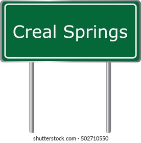 Creal Springs , Illinois , road sign green vector illustration, road table, USA city