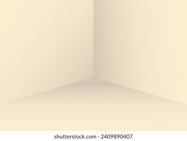 Creme-3D-Hintergrund. Background Beige Studio. Zimmer in der 3D. Minimale Wandszene für die Produktdarstellung. Vektorgrafik.
