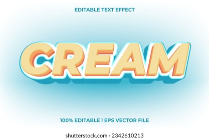 Cream 3d text effect with blue ice theme. pastel typography for products tittle