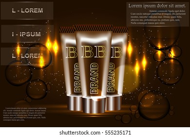 cream ads. Vector Illustration with makeup foundation tube