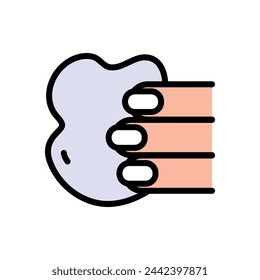Cream applying color icon. Hand cream, liquid soap, balm. Make-up concept. Moisturizer, lotion, balm. For topics like beauty, skincare, spa. Skincare illustration, sign for cosmetics store.