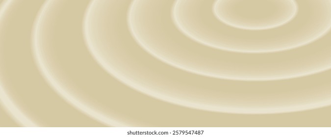 Cream background with concentric circle patterns. The background is smooth and cream-colored, creating a soft, soothing texture. Circular pattern background. Brown background vector.