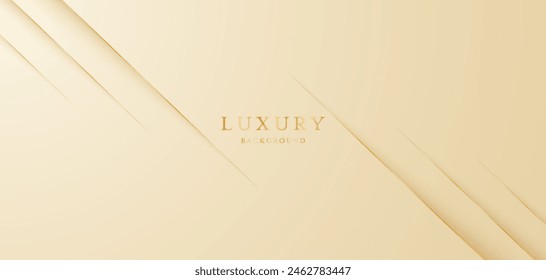 Cream background with elegant golden lines, use for template or cover. Elegant premium cream background. vector illustration	