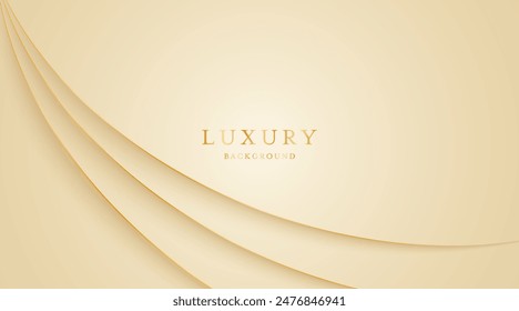 Fondo crema con elegantes líneas doradas, uso para Plantilla o cubierta. Elegante fondo de crema premium. Ilustración vectorial	