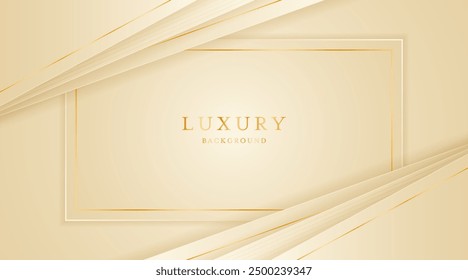 Fondo crema con líneas doradas elegantes, uso para la Plantilla o la cubierta. Elegante fondo crema premium. Ilustración vectorial	